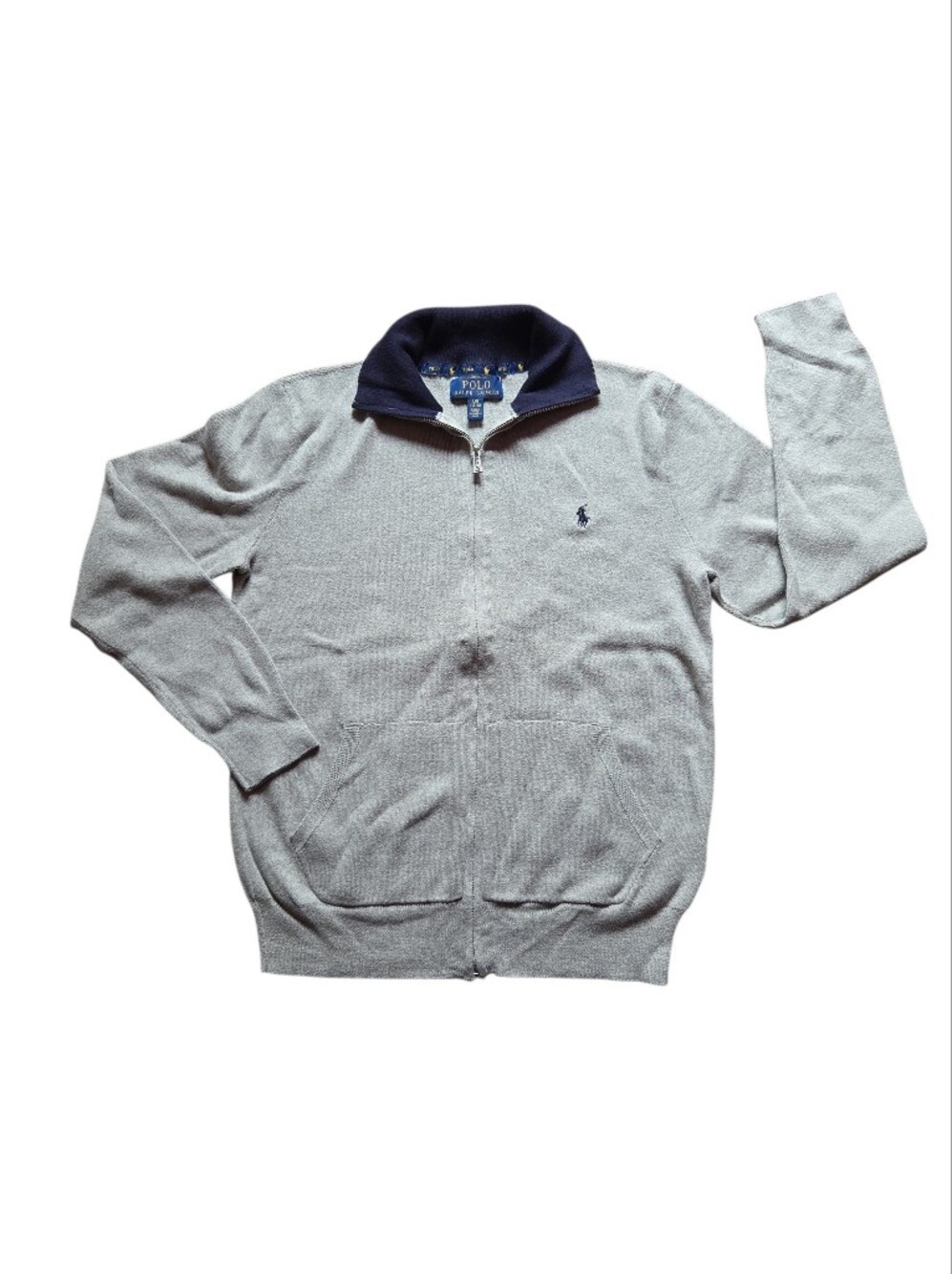 Polo by Ralph Lauren Light Gray Full-Zip  with Navy Hood Lining